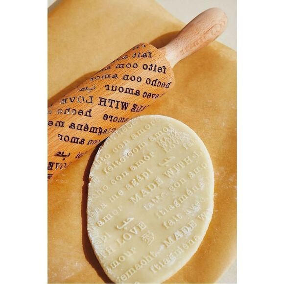 NEW Heartfelt Anthropologie Made With Love Valentine's Day Rolling Pin Chef Gift - Picture 3 of 3